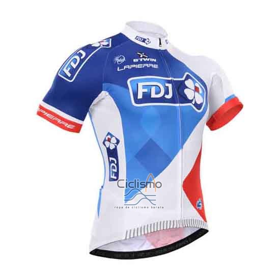 Fdj Ropa Ciclismo Culotte Corto 2015 Mangas Cortas Blanco y Azul